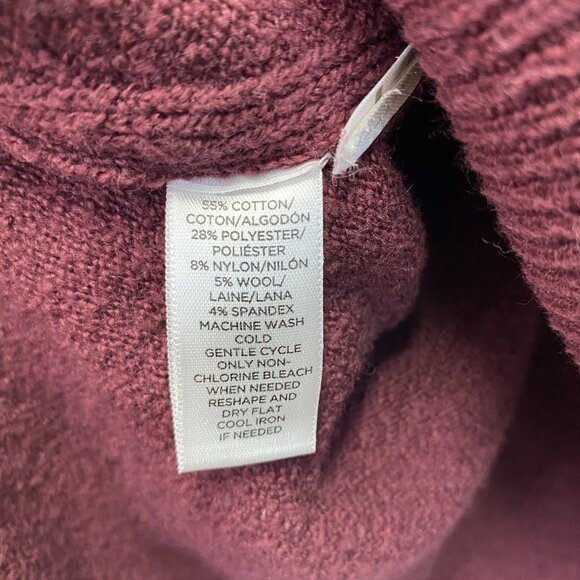 Loft Crew Neck Pullover Knit Sweater Women Medium Burgundy Side Slit Hem - Picture 3 of 12